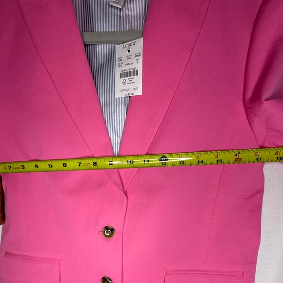 J. Crew SMALL Bright Pink Cotton Two-Button Women's Blazer with Satin Liner - Picture 9 of 12